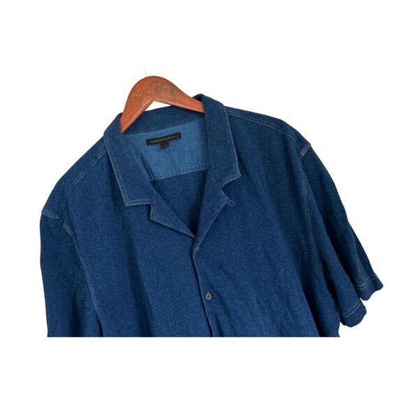 JOHN VARVATOS Shirt Cotton Button-down Short Sleeve Blue Stitched Size 2XL - Picture 4 of 8